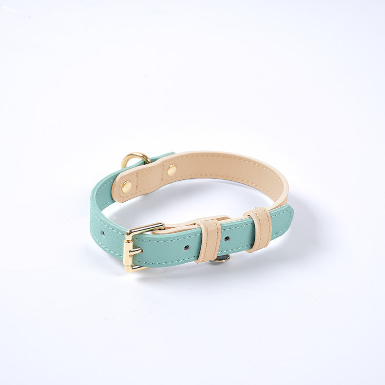 Genuine Leather Dog Collar mint green