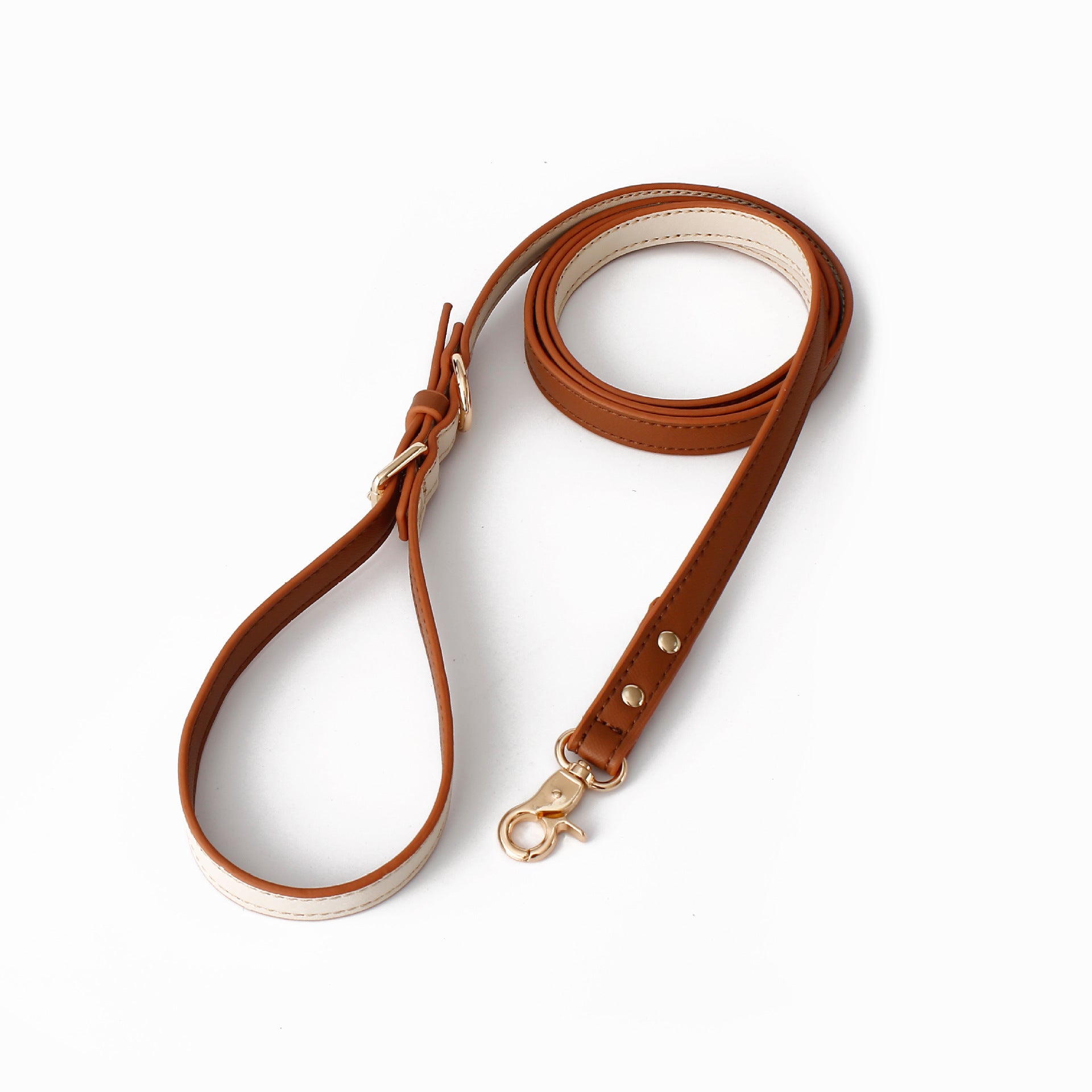 Multifunctional Leather Dog Leash Rope - brown