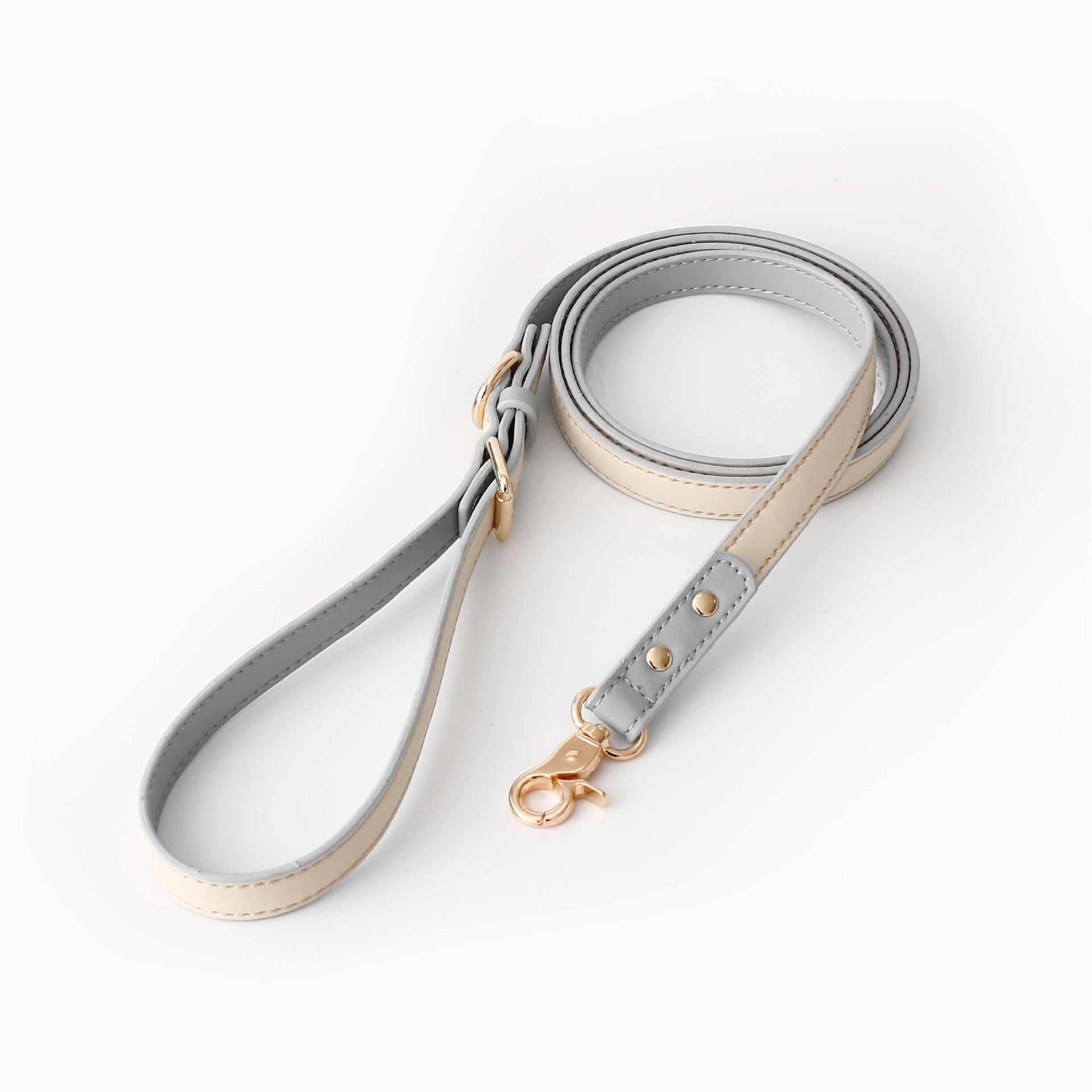 Multifunctional Leather Dog Leash Rope - grey