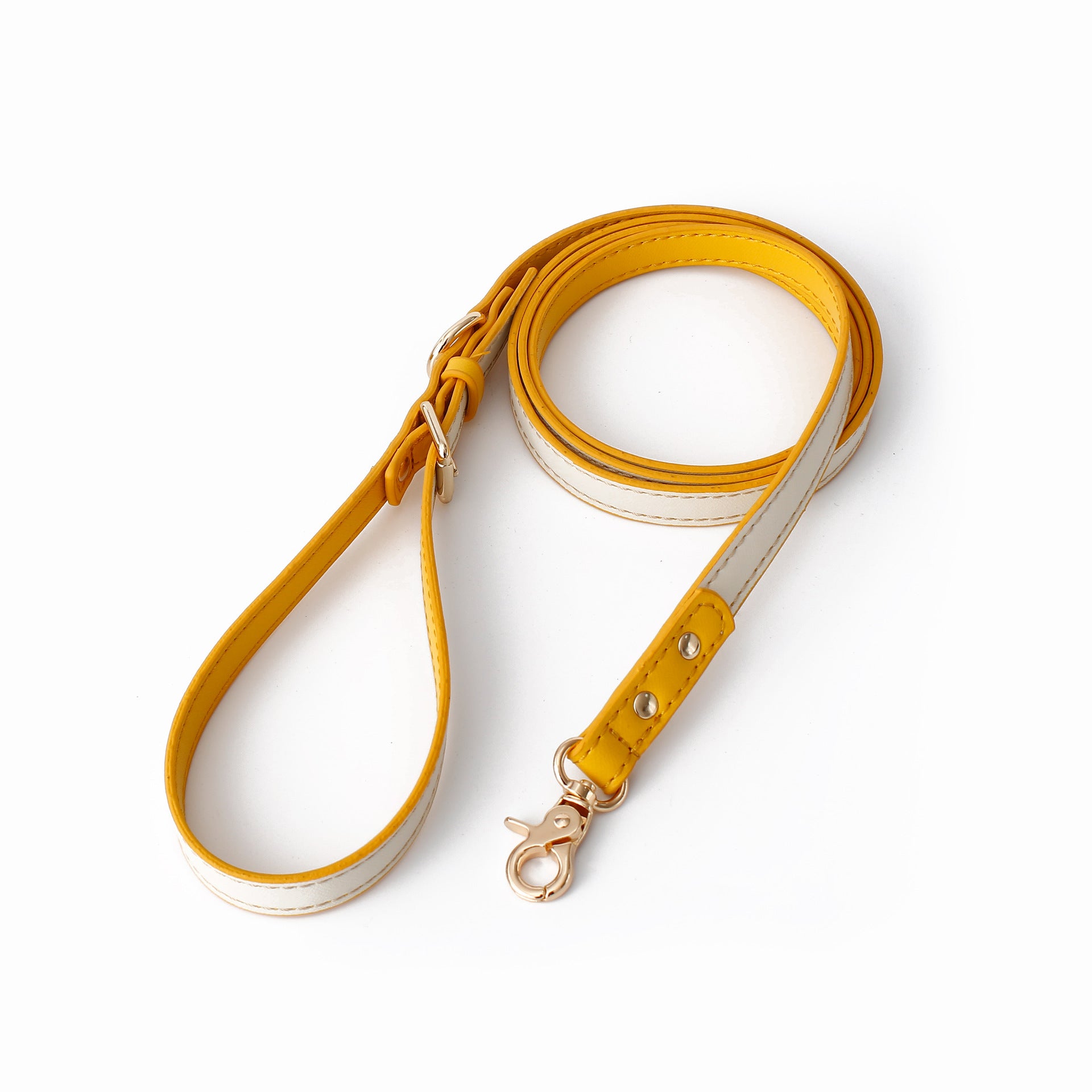 Multifunctional Leather Dog Leash Rope - yellow