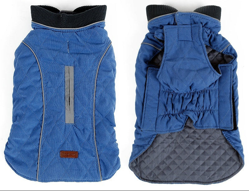stylish warm dog winter coat blue - buy tested dog accessories from happypawsco