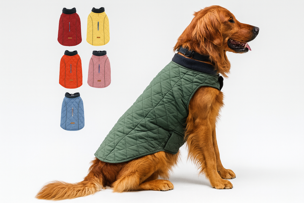 stylish warm dog winter coat green - buy tested dog accessories from happypawsco