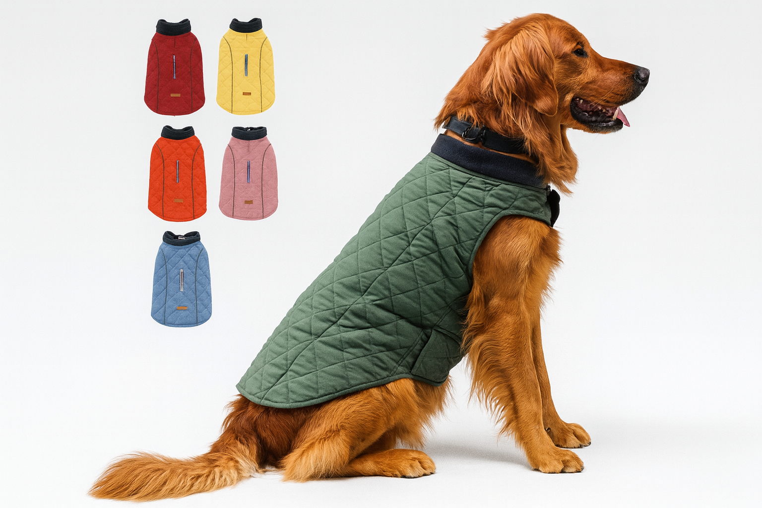 stylish warm dog winter coat green - buy tested dog accessories from happypawsco