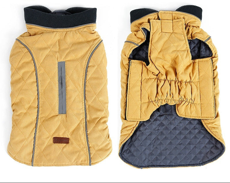 stylish warm dog winter coat yellow - buy tested dog accessories from happypawsco